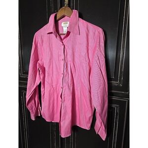 Talbots Women's 12 100% Cotton Pink Long Sleeve Button Up